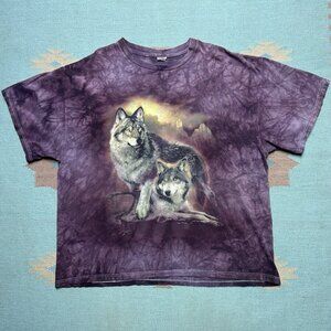 Vintage graphic t shirt tie dye wolf animal nature tee multicolor boxy XL